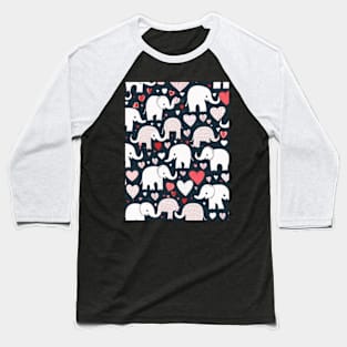 Valentines day gift ideas, elephants and hearts pattern gift ideas Baseball T-Shirt